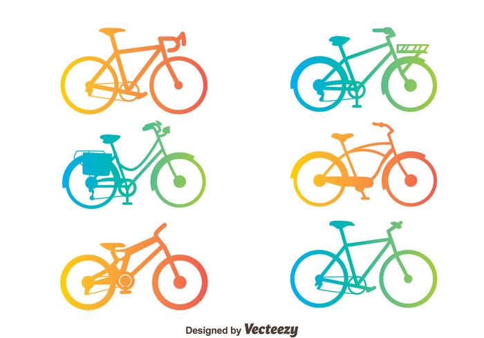 Gradient Bicycle Silhouette Vector Set Gradient Bicycle Silhouette Vector Set