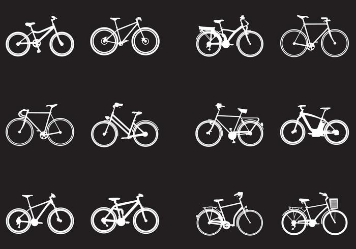 Silhouette Of Various Kinds Of Bicycle vector