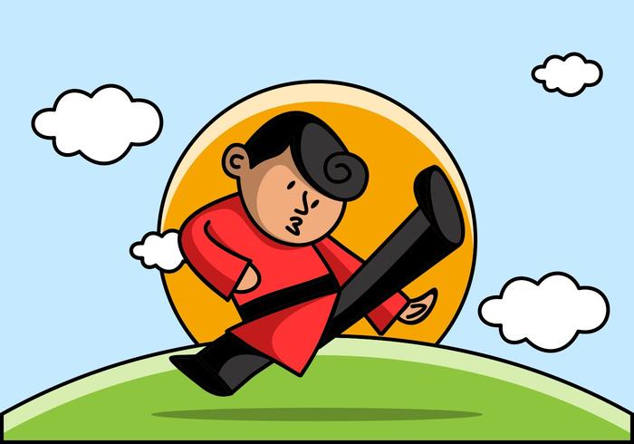 Wushu Fighter Show His Skill vector