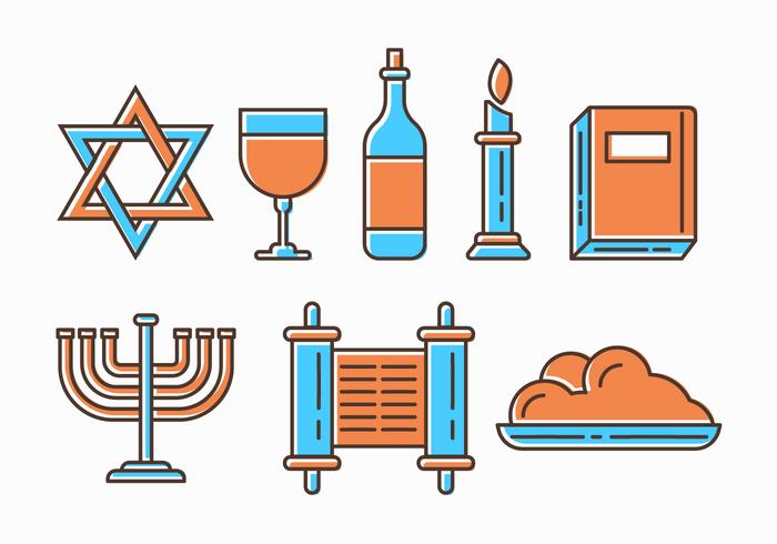 Iconos judíos de Shabbat gratis vector