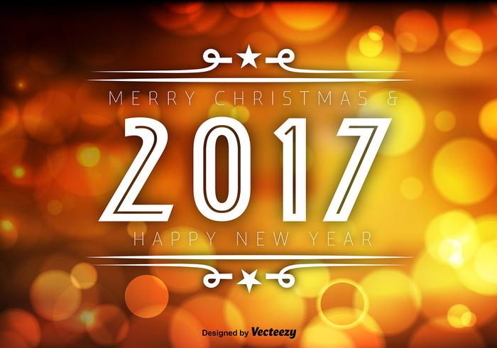 2017 Happy New Year Orange Bokeh Vector Background