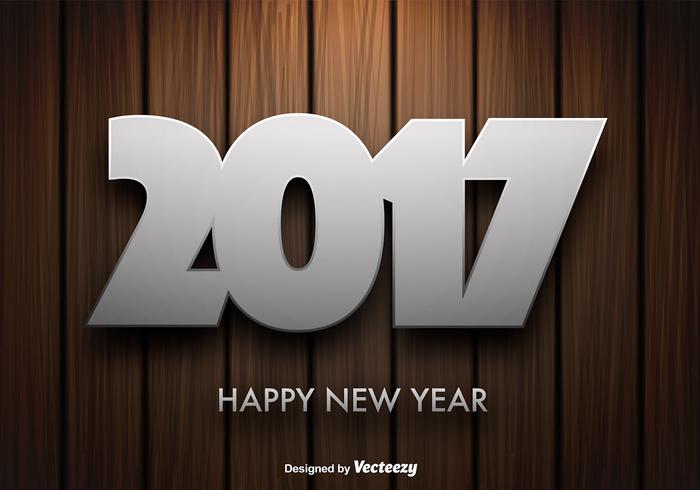 Vector de fondo de madera con 2017 mensaje de Año Nuevo