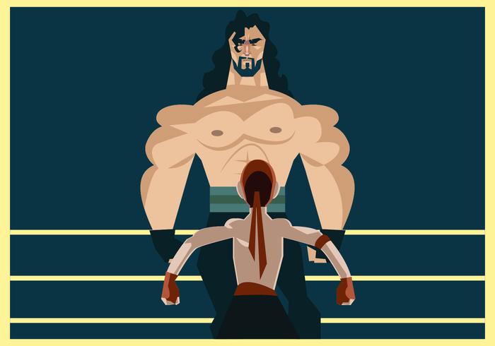 Giant Wrestler Vs Tiny Wrestler Vector