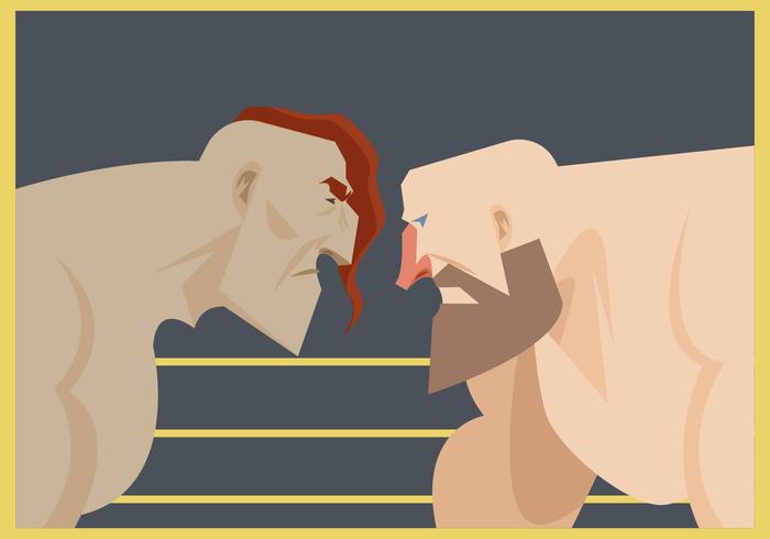 Dos Luchadores Listo Para Luchar Vector