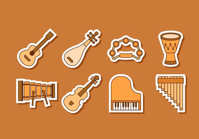 Free Music Insrument Stickers Vector