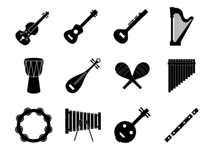 Free silhouette Music Insrument Icons Vector