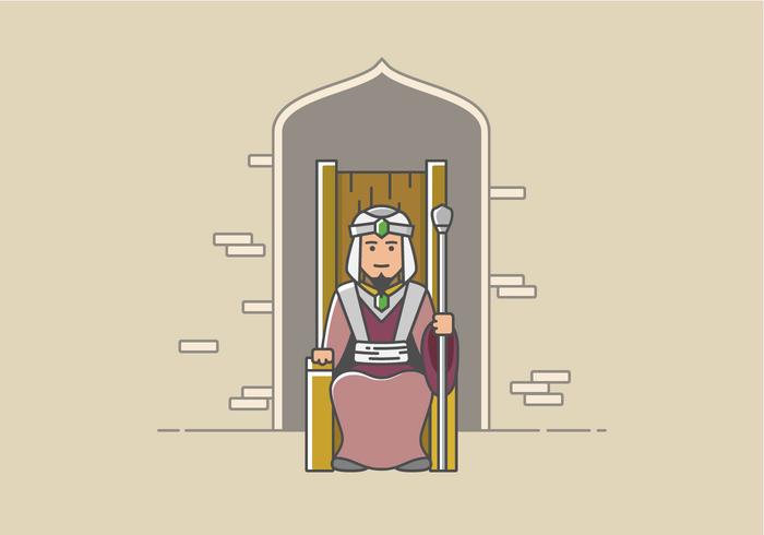 Great Sultan Sits in Throne vector