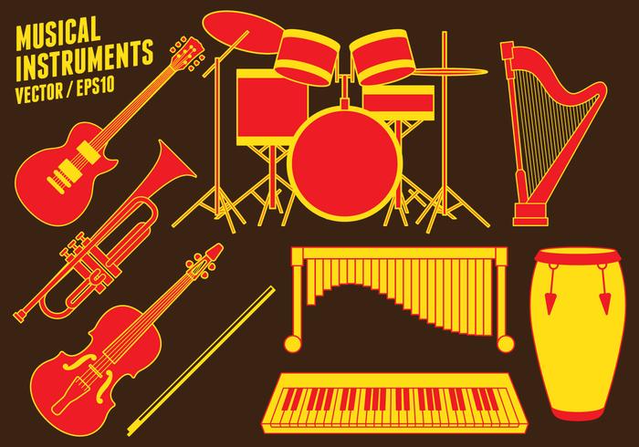 Musical instruments Icons vector