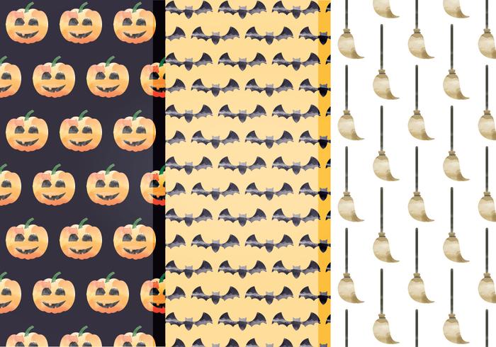 Halloween Watercolor Vector Patterns