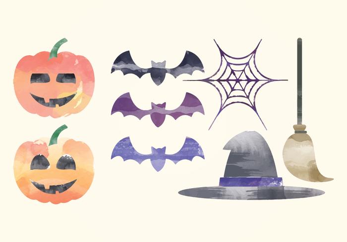 Vector Halloween Watercolor Elements