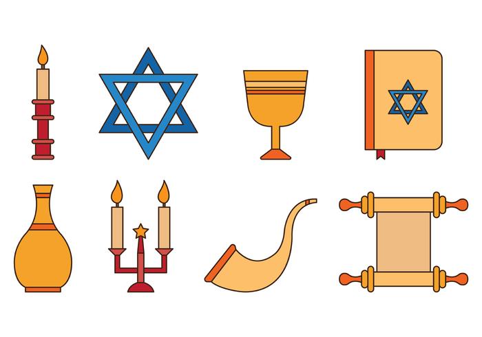 Conjunto de iconos de Shabbat vector