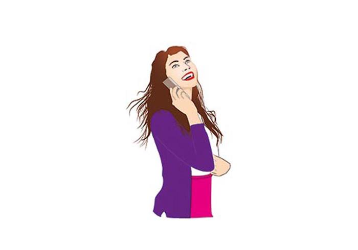 Girl with phone vector Girl with phone vector