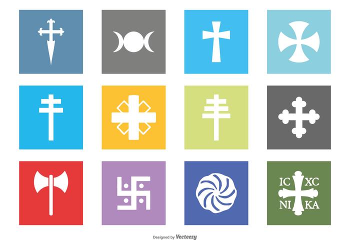 Colección de iconos de símbolo de religión vector