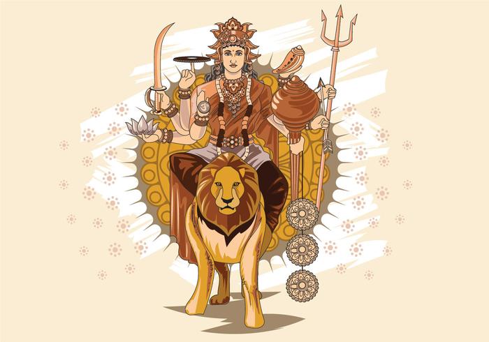 Ilustraciones vectoriales de Goddess Durga in Subho Bijoya vector