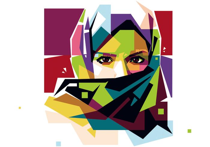 Hijab Woman Vector WPAP