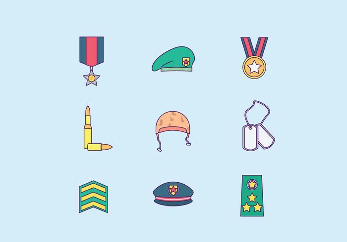 Libere los iconos militares vector