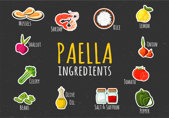 Paella Ingredients Illustration vector