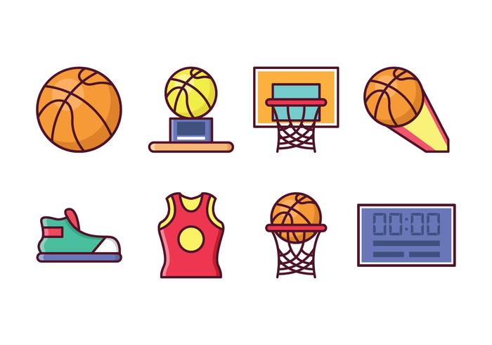 Juego de iconos de baloncesto gratis vector