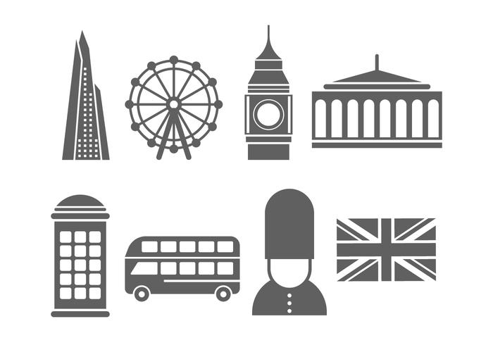 Lugares e iconos de Londres gratis vector