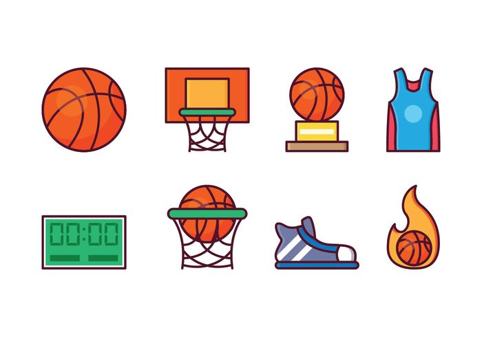 Juego de iconos de baloncesto gratis vector