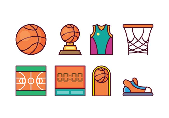 Juego de iconos de baloncesto gratis vector