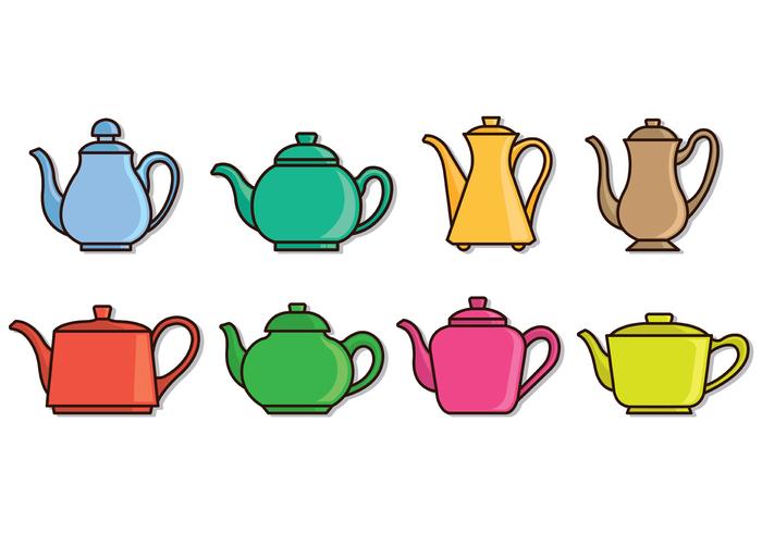 Set Of Teapot Icons vector