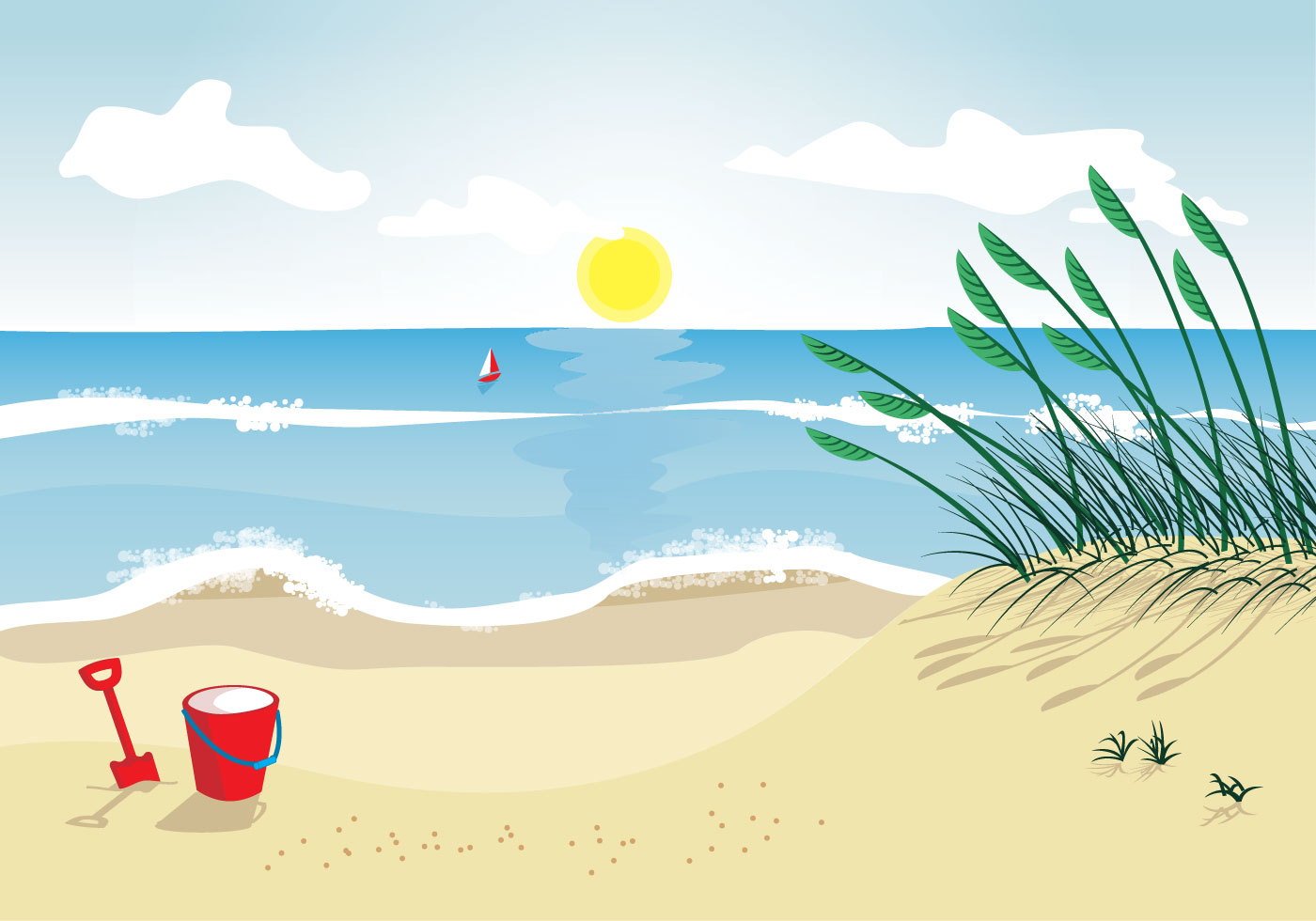 Sea oats beach vector illustration - Download Free Vectors ...