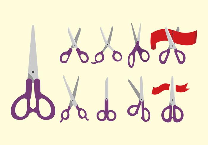 Scissors cutting label flat vector Scissors cutting label flat vector