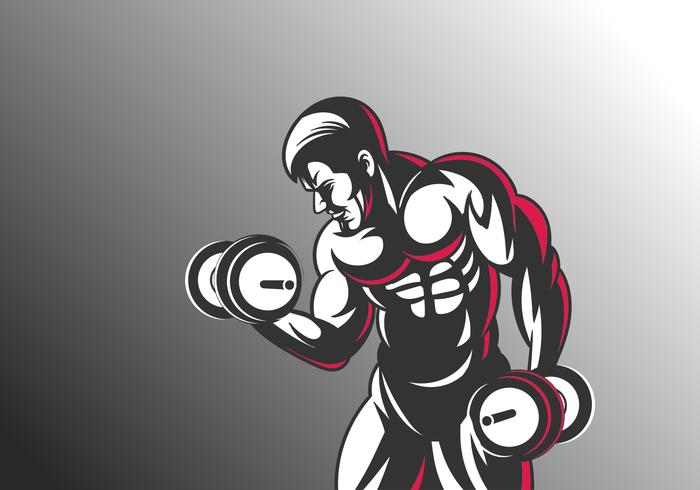 Young Man With Dumbell vector