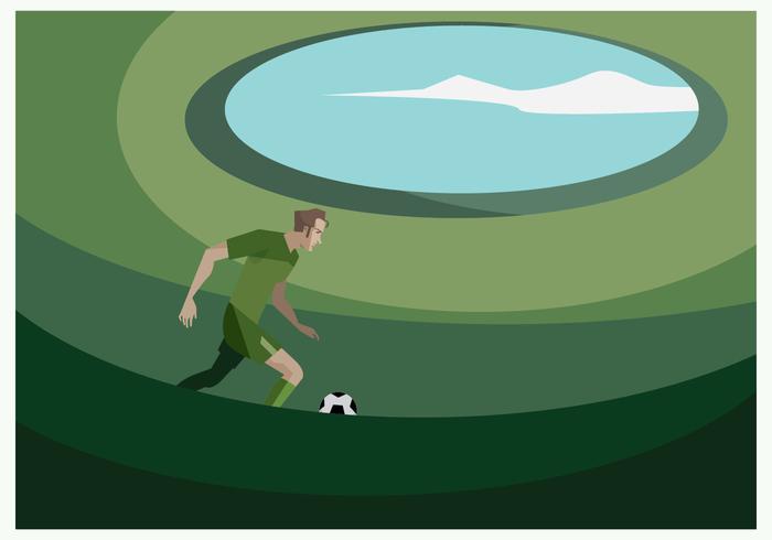 Un jugador de fútbol en el campo de fútbol vectorial vector