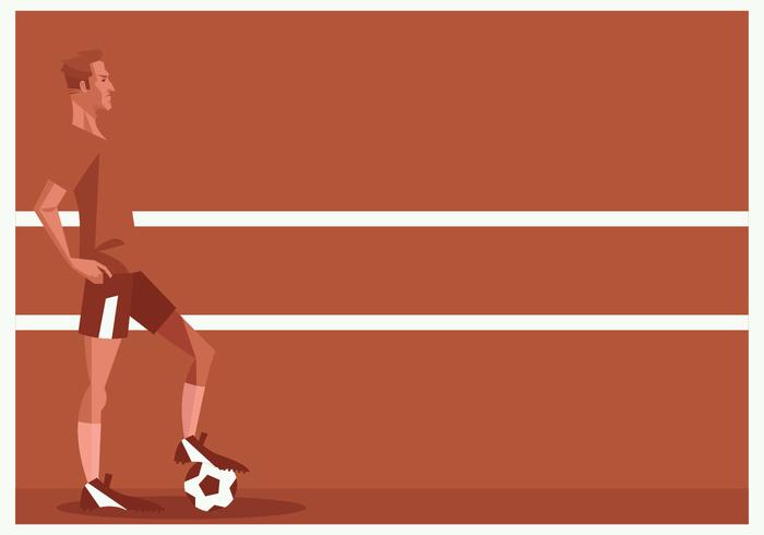 Jugador de fútbol permanente delante de fondo rojo Vector