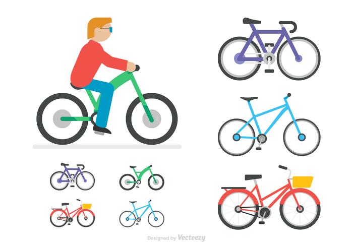 Iconos libres del vector de la bicicleta plana