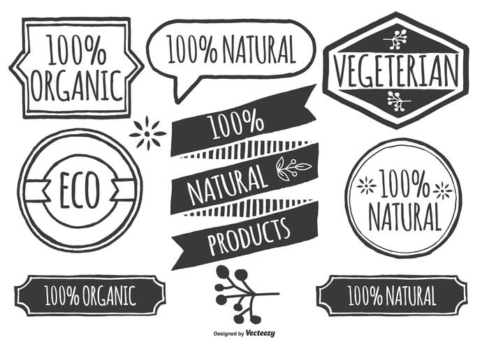 Hand Drawn Style Organic Product Lables Hand Drawn Style Organic Product Lables