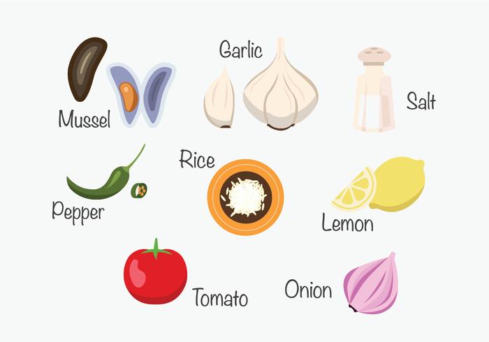 Paella ingredients vector