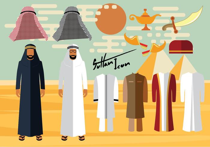 Arab Man Clothes And Accessories vector