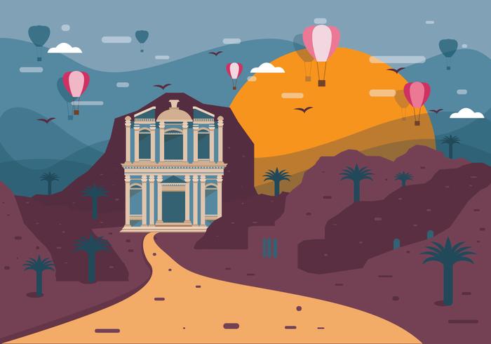 Petra Landscape Blue Vector