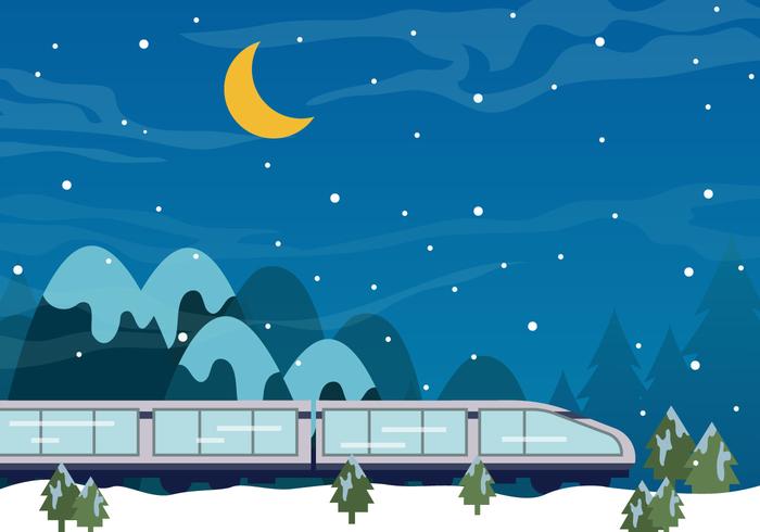 Tren Tgv En La Noche De Nieve vector