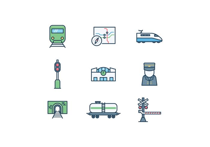 Juego de iconos de tren gratis vector