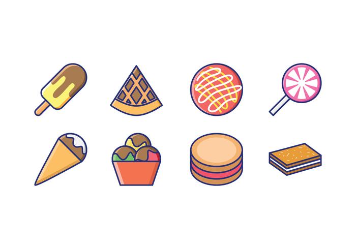 Goody and Candy Linear Icons vector