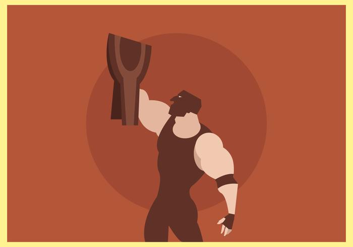 Masked Wrestler With Wrestling Champion Belt Vector