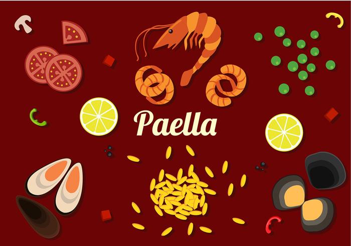 Paella Ingredientes Vector Libre