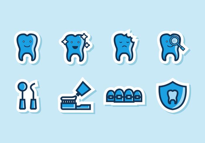 Libere los iconos dentales divertidos del vector