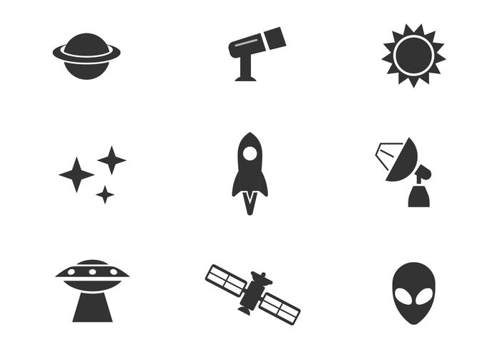 Iconos del vector del espacio exterior libre