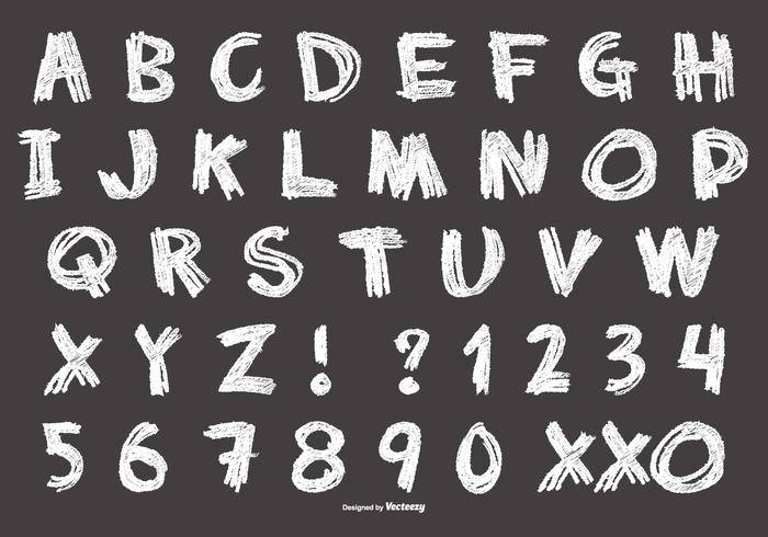 Messy Chalk Style Alphabet vector