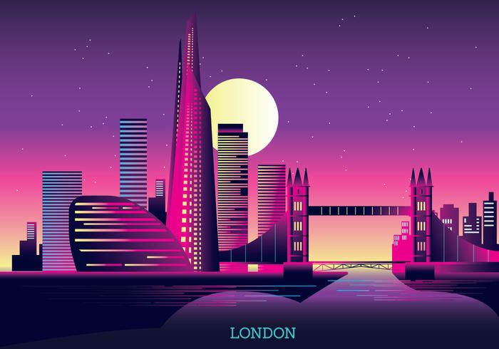 Ilustraciones Vectoriales El Shard y el horizonte de Londres vector