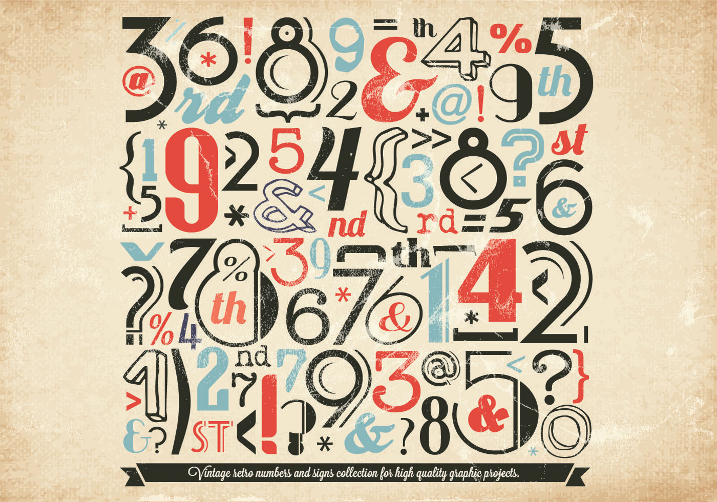Vintage Numbers Collection Vector 136284 Vector Art at Vecteezy