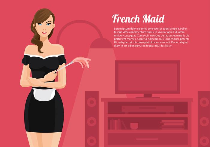 Francés Maid Cartoon Vector Gratis