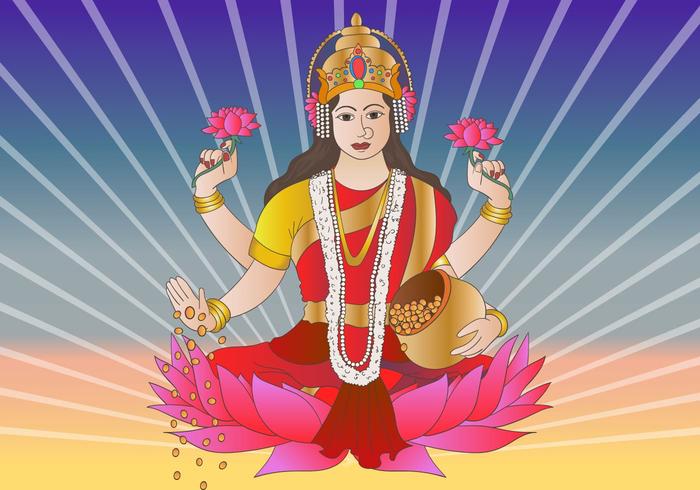 Hindu Goddess Lakshmi Bhagwati vector