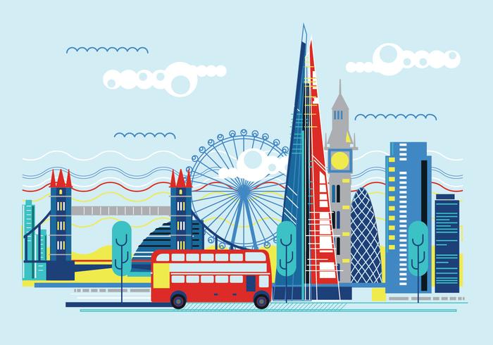 Ilustraciones Vectoriales El Shard y el horizonte de Londres vector