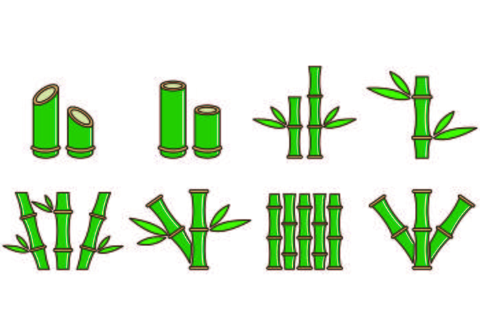 Set Of Bamboo Icons vector
